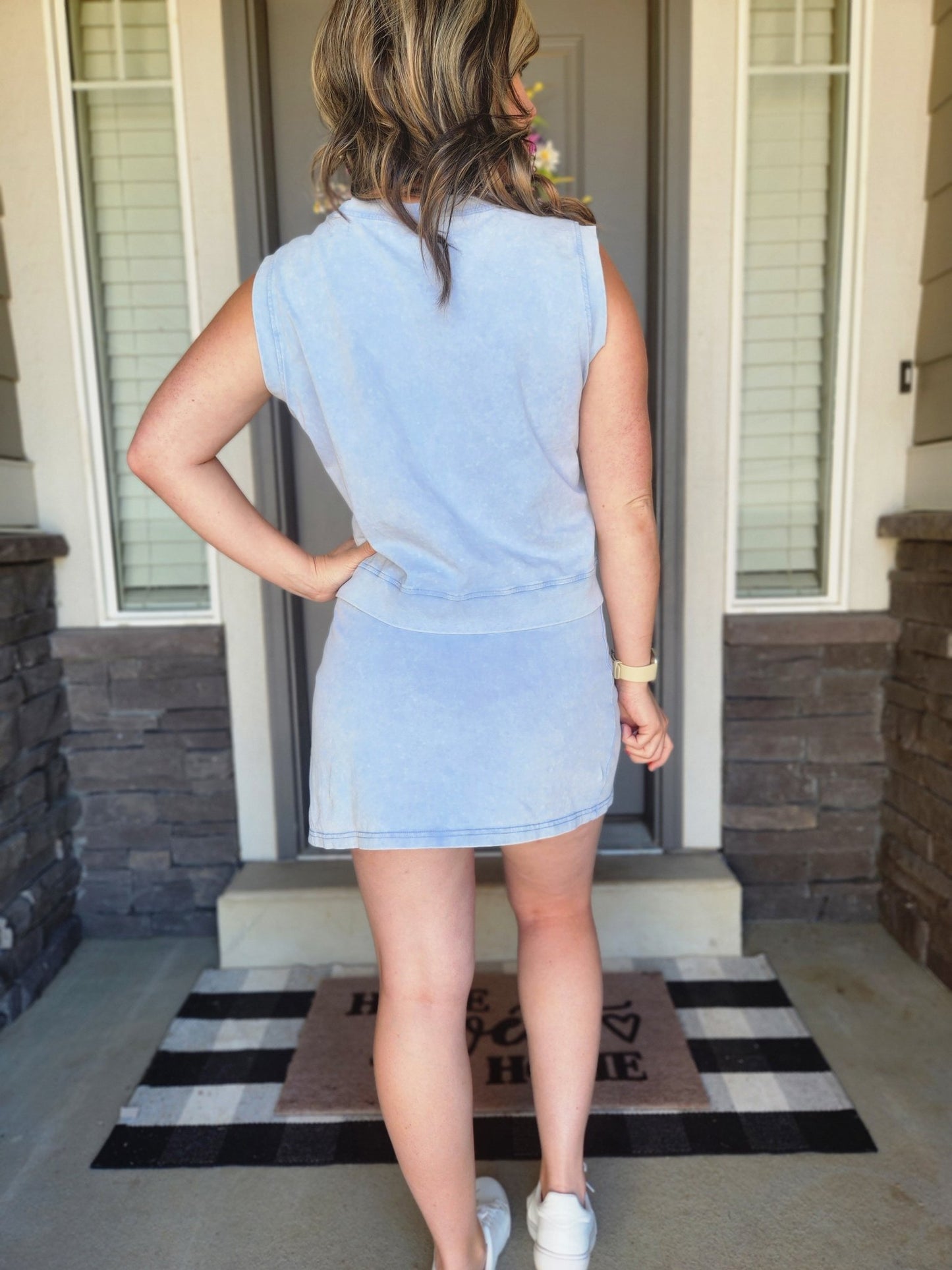 Round Neck Top and Skort Set (Pre - order) - The Purple Palm Boutique