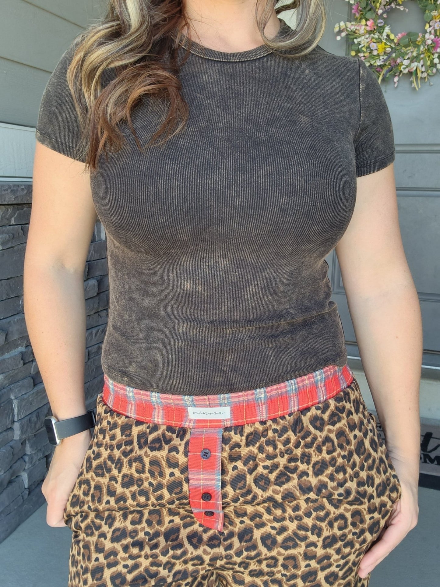 Garment Dye Wash Short Sleeve Knit Top (Black) - The Purple Palm Boutique