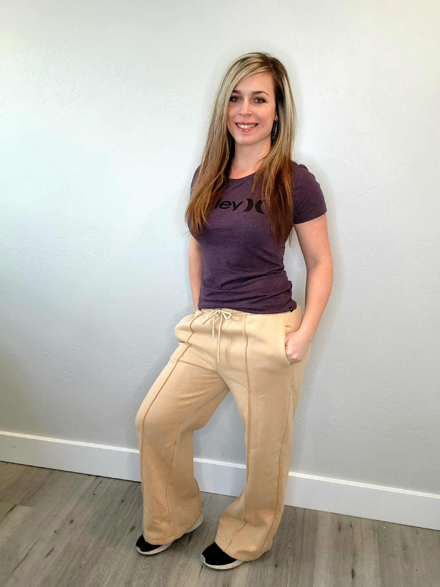 Exposed Seam Drawstring High Waist Wide Leg Pants - The Purple Palm Boutique