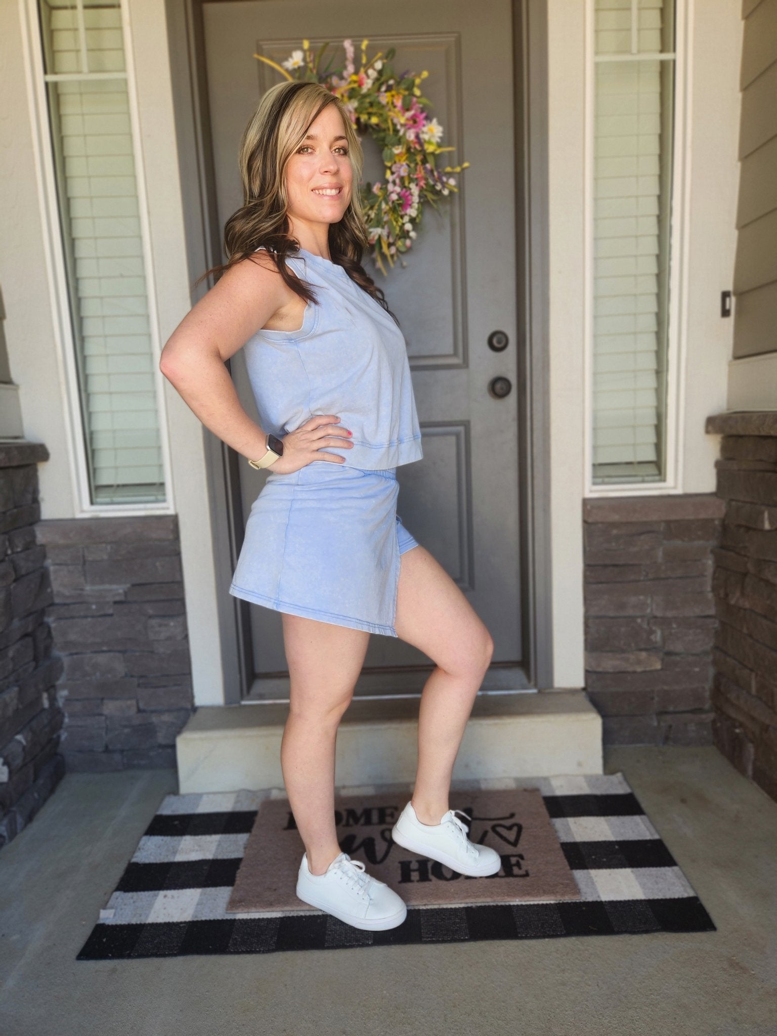 Round Neck Top and Skort Set (Pre - order) - The Purple Palm Boutique