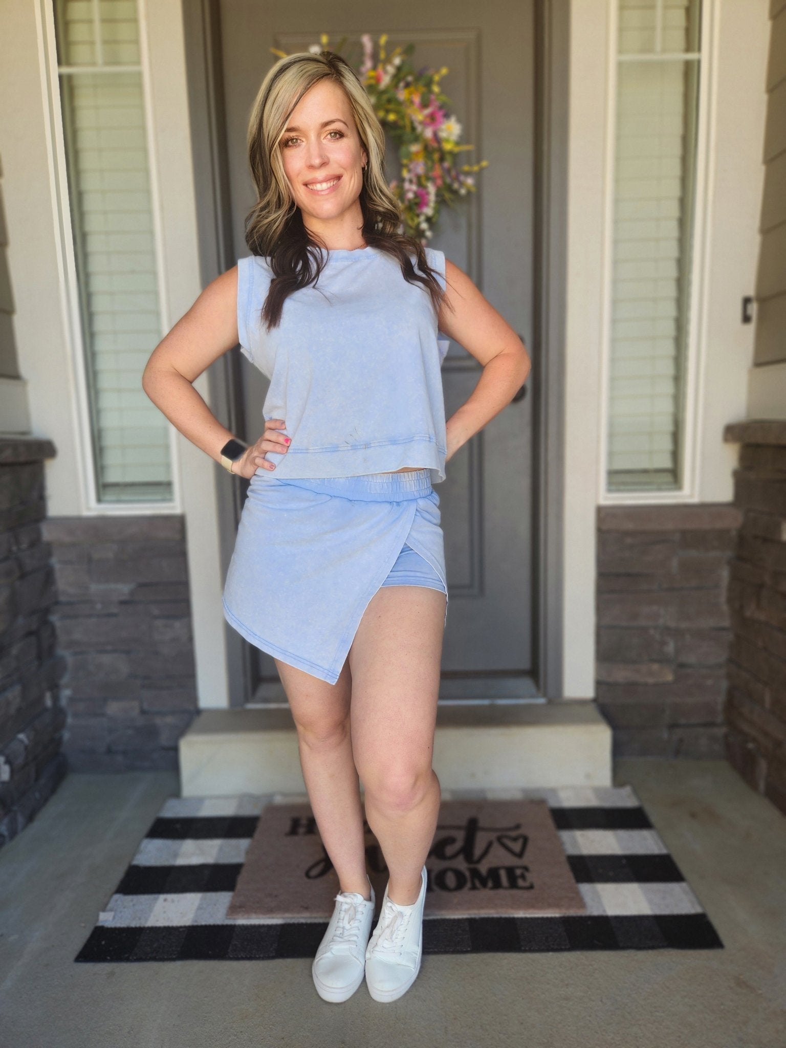 Round Neck Top and Skort Set (Pre - order) - The Purple Palm Boutique