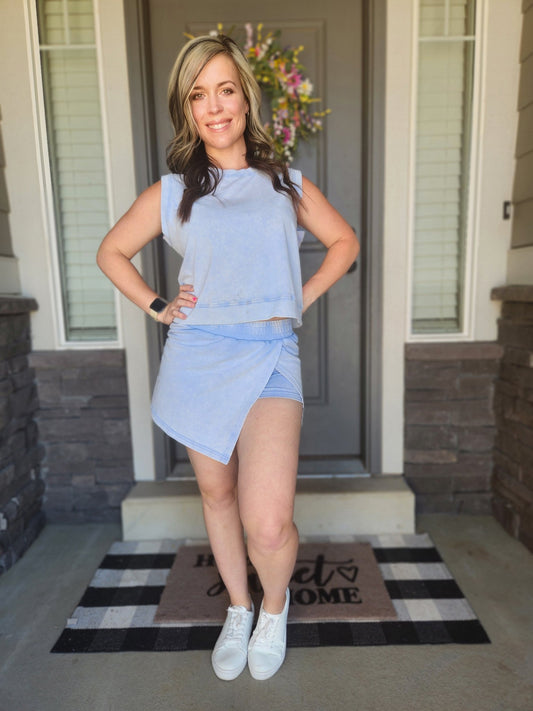 Round Neck Top and Skort Set (Pre - order) - The Purple Palm Boutique