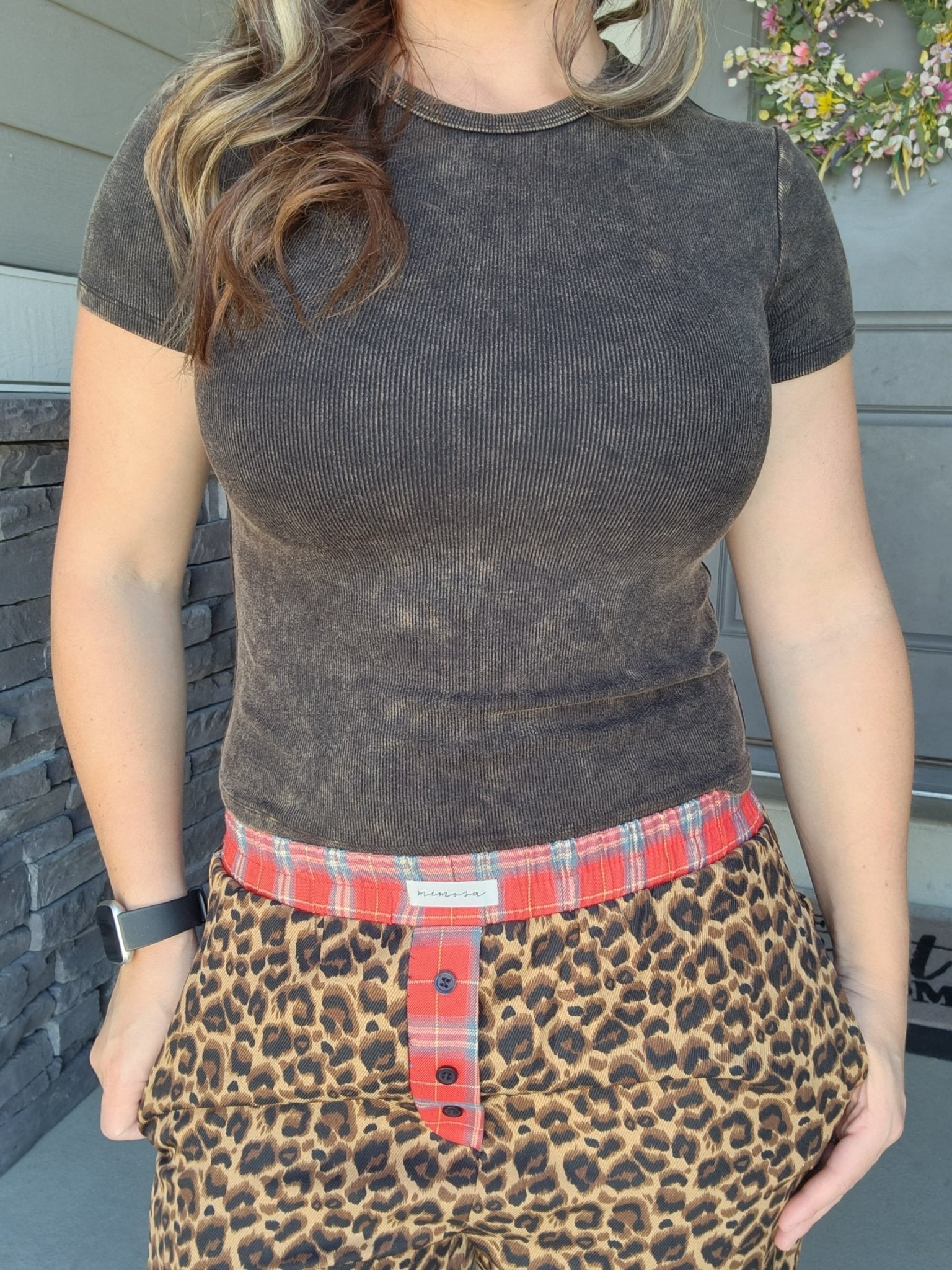 Garment Dye Wash Short Sleeve Knit Top (Black) - The Purple Palm Boutique