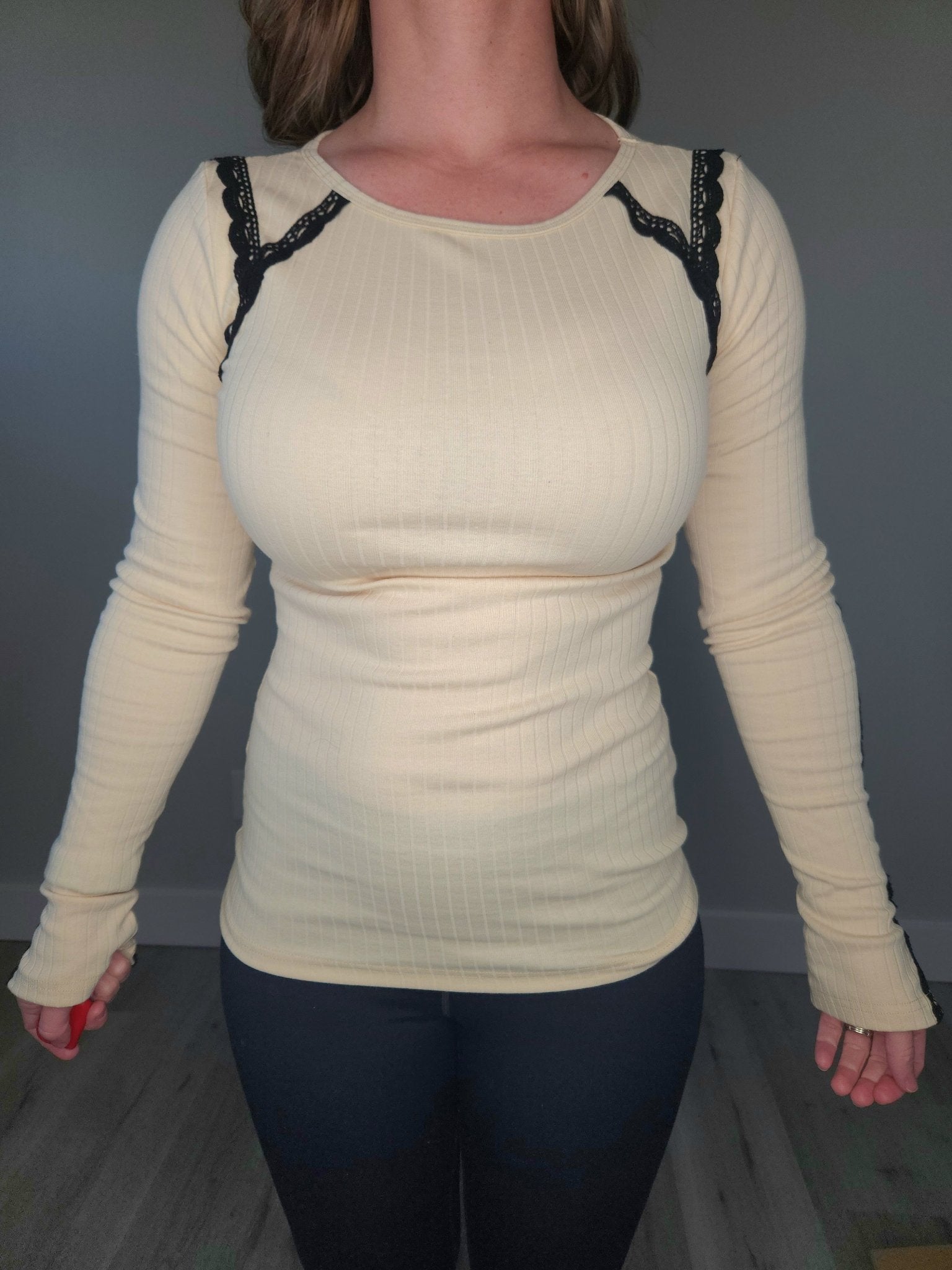 Laced In Love Long Sleeve (CREAM) - The Purple Palm Boutique