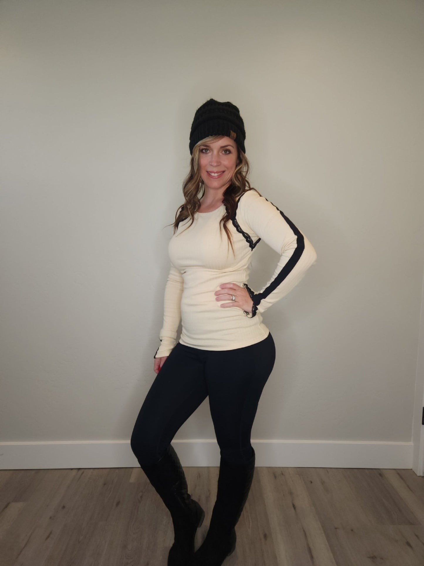 Laced In Love Long Sleeve (CREAM) - The Purple Palm Boutique